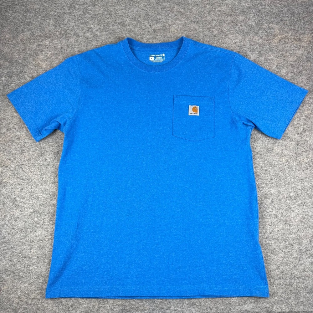 Carhartt Loose Fit T-Shirt Heavyweight Pocket Workwear K87 Blue Mens Medium M
